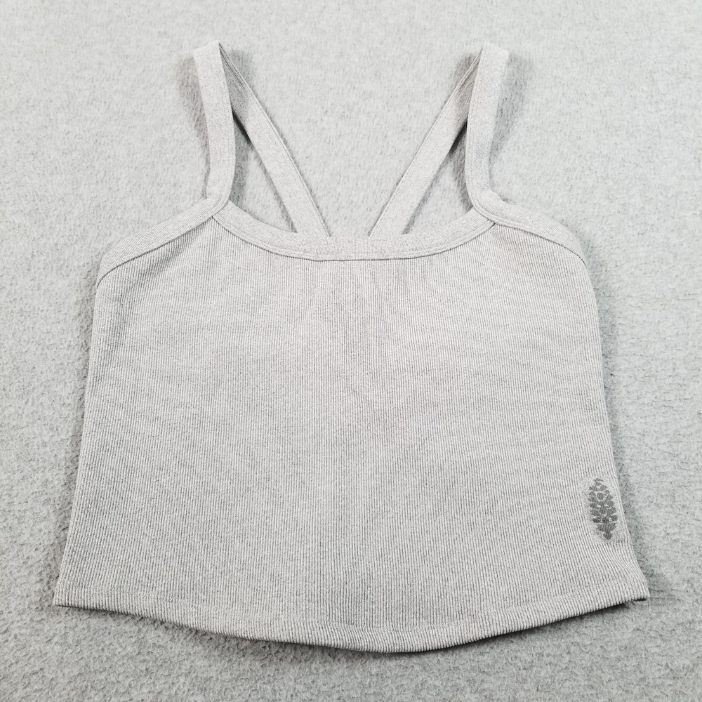 Free People FP Movement Tank Top Womens XL Gray Ribbed Activewear Cropped Gym